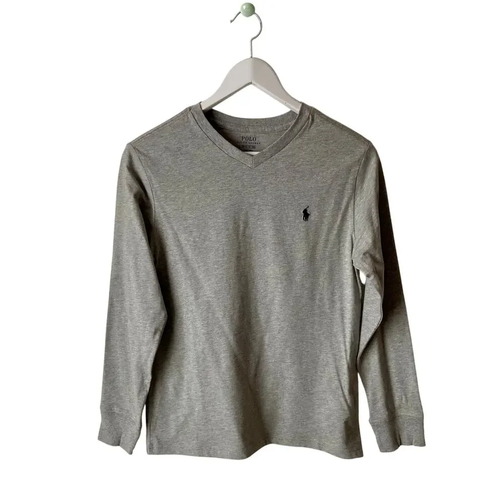 Polo Ralph Lauren Gray V-Neck Tee Size Medium (Boy)